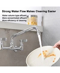 Greenspring 2-Handle Wall Mount Kitchen Faucet With Inch Swivel Spout 8" Center In Polished Chrome