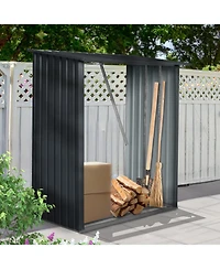 Mondawe 3ft x 5ft Outdoor Meta Firewood Rack ,Open Wood Shed For Firewood