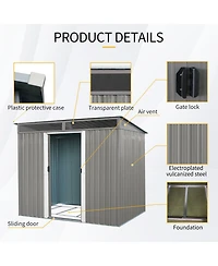 Mondawe 8ft x 6ft Outdoor Metal Storage with Lockable Sliding Doors and Transparent plate