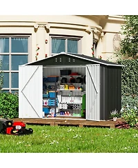 Mondawe 4.1"x9.2" Outdoor Storage Shed, Huge Metal Shed with 2 Double Hinged Doors