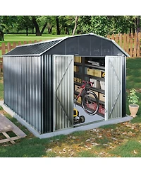 Mondawe 10 ft x 12 ft Steel Outdoor Storage Shed with Arch Roof with Lockable Doors