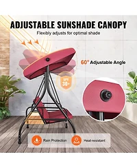Slickblue 3-Seat Patio Swing Chair with Adjustable Canopy Removable Cushion and Steel Frame