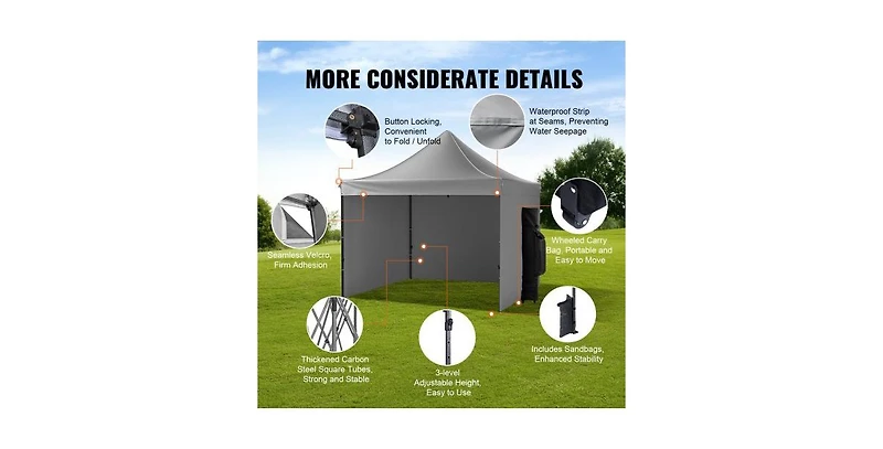 Slickblue Pop Up Canopy Tent with Removable Sidewalls Waterproof Portable Gazebo with Wheels