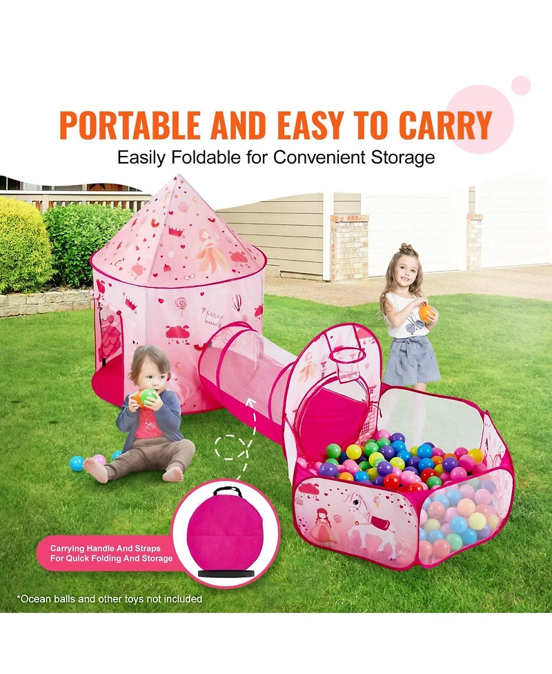 Slickblue Indoor Outdoor 3 in 1 Kids Play Tent with Tunnel and Carrying Bag for Boys Girls