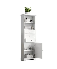 Casainc 68.3"H Tall Storage Cabinet with 3 Drawers, Adjustable Shelves, Painted Mdf
