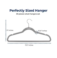 SereneLife 30 Pack Velvet Hangers - Non-Slip, 360° Swivel Hook