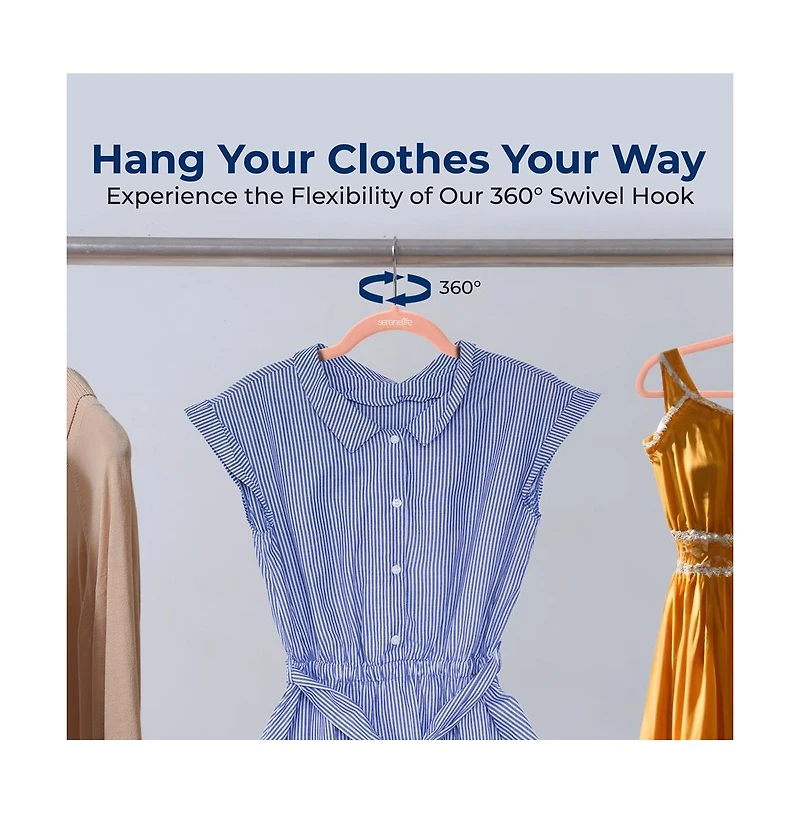 SereneLife 30 Pack Velvet Hangers - Non-Slip, 360° Swivel Hook