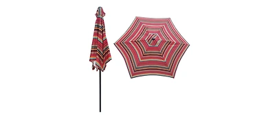 9FT Red Stripes Patio Umbrella with Tilt and Crank System