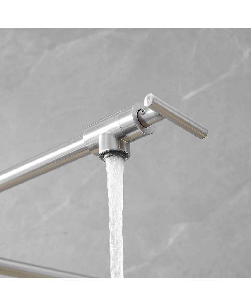 Greenspring Wall Mount Pot Filler Faucet Double-Handle Folding Kitchen Restaurant Sink with Dual Joint Swing Arm Commercial Gold