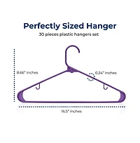 SereneLife 30 Pack Plastic Clothes Hangers – Non-Slip, Heavy Duty Adult Coat Hanger Set with 360° Swivel Hook – Slim, Space-Saving