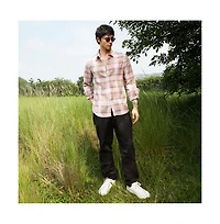Campus Sutra Men's Venetian Red & Coin Grey Vignette-Checkered Oversized Shirt