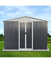 Mondawe 10FTx8FT Metal Anti-Corrosion Utility Tool House with Lockable Door, Windows