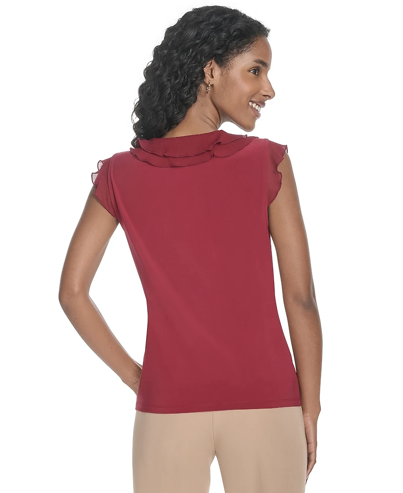 Tommy Hilfiger Women's Ruffled Mixed-Media Top