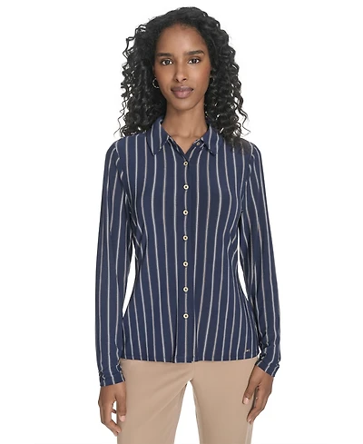 Tommy Hilfiger Women's Striped Knit Long-Sleeve Shirt