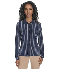 Tommy Hilfiger Women's Striped Knit Long-Sleeve Shirt