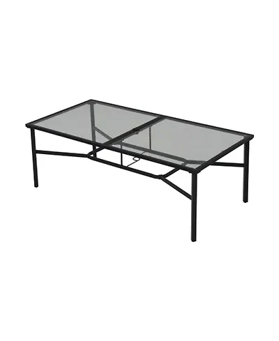 Four Seasons Courtyard Sunny Isles Tempered Glass Top Patio Dining Table, Black