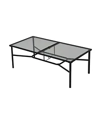 Four Seasons Courtyard Sunny Isles Tempered Glass Top Patio Dining Table, Black
