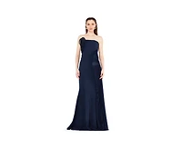 Amri 3D Pleated Drape Strapless Gown
