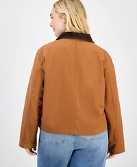 Madden Girl Trendy Plus Cotton Front-Zip Barn Jacket