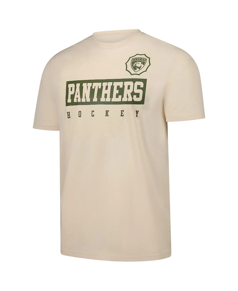 LevelWear Men's Matthew Tkachuk Khaki Florida Panthers 2024 Nhl Military Appreciation Richmond Delta Player Name Number T-Shirt