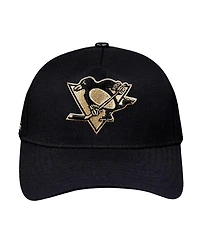 Pro Standard Men's Black Pittsburgh Penguins Metallic Logo Pinch Front Adjustable Hat