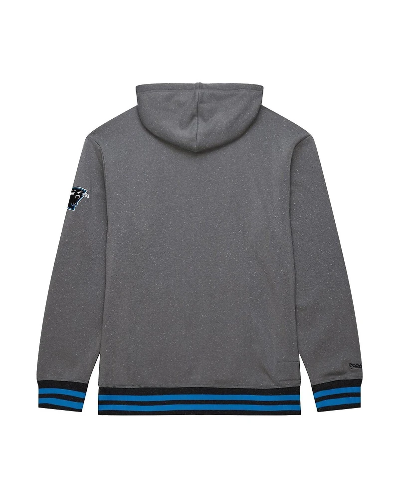 Mitchell & Ness Men's Heather Gray Carolina Panthers Vintage Logo Snow Washed Fleece Pullover Hoodie