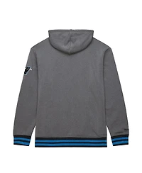 Mitchell & Ness Men's Heather Gray Carolina Panthers Vintage Logo Snow Washed Fleece Pullover Hoodie