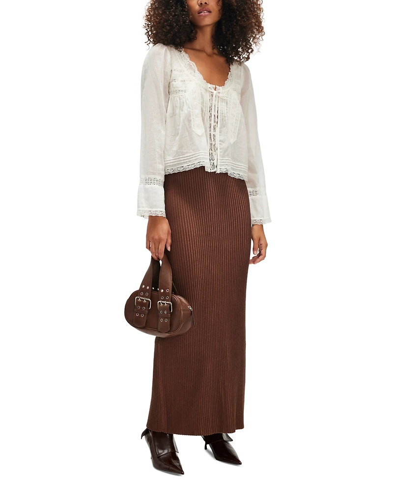 Free People Women's Embroidered Lace Shirt