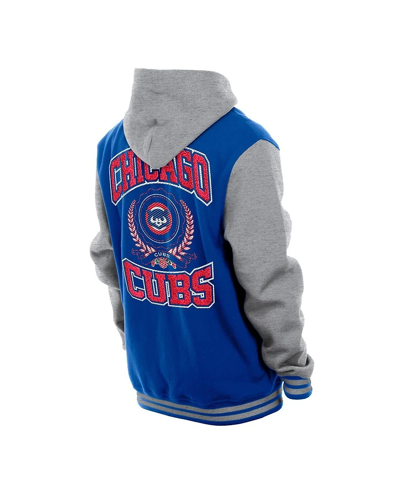 New Era Men's Royal Chicago Cubs Throwback Prep Full-Snap Hoodie Jacket