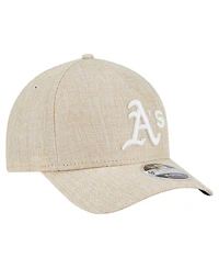 New Era Men's Beige Athletics Cotton Weave M-Crown A-Frame 9FORTY Adjustable Hat