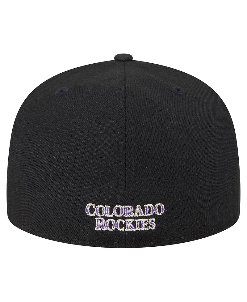 New Era Men's Black Colorado Rockies Overlap 59FIFTY Fitted Hat