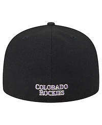 New Era Men's Black Colorado Rockies Overlap 59FIFTY Fitted Hat