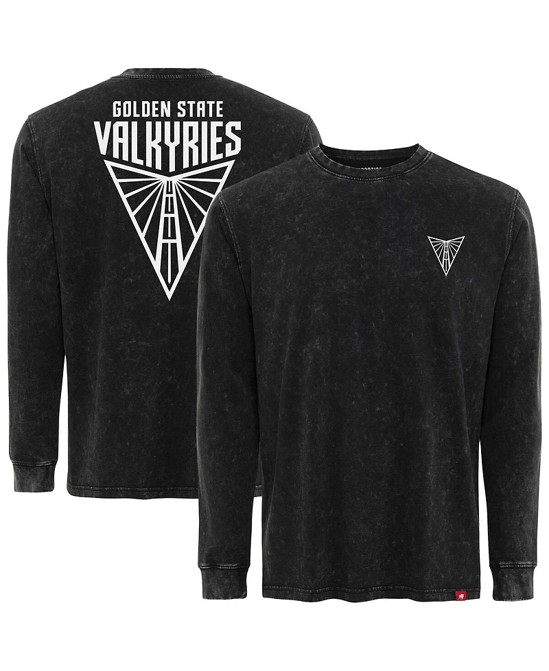 Sportiqe Men's and Women's Black Golden State Valkyries Rock Roll Collection Bono Mineral Wash Premium Long Sleeve T-Shirt