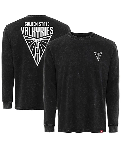 Sportiqe Men's and Women's Black Golden State Valkyries Rock Roll Collection Bono Mineral Wash Premium Long Sleeve T-Shirt