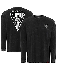 Sportiqe Men's and Women's Black Golden State Valkyries Rock Roll Collection Bono Mineral Wash Premium Long Sleeve T-Shirt