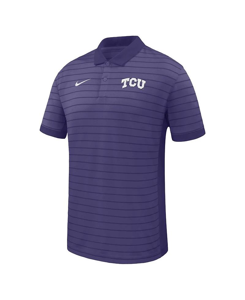 Nike Men's Purple Tcu Horned Frogs 2025 Early Season Coaches Sideline Victory Stripe Performance Polo Shirt