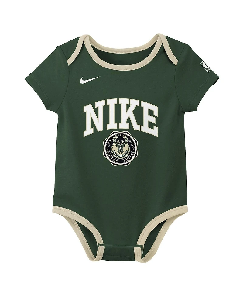 Nike Newborn 2-Pack Hunter Green/Black Milwaukee Bucks Just Do It Bodysuit Set