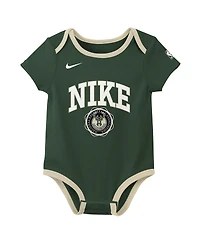 Nike Newborn 2-Pack Hunter Green/Black Milwaukee Bucks Just Do It Bodysuit Set