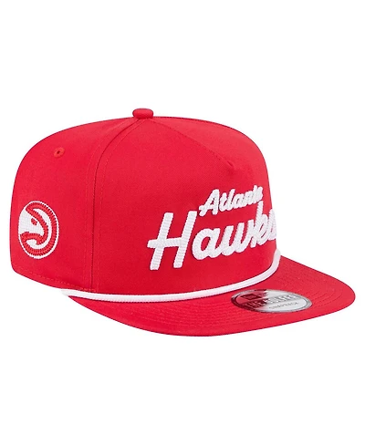 New Era Men's Red Atlanta Hawks Team Text Golfer Snapback Hat