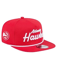 New Era Men's Red Atlanta Hawks Team Text Golfer Snapback Hat