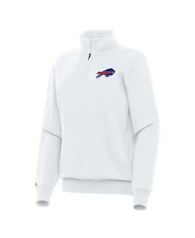 Antigua Women's White Buffalo Bills Victory Quarter-Zip Top