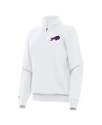 Antigua Women's White Buffalo Bills Victory Quarter-Zip Top