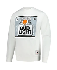Mitchell & Ness x Bud Men's Light White Cleveland Browns The Crest Pullover Sweatshirt