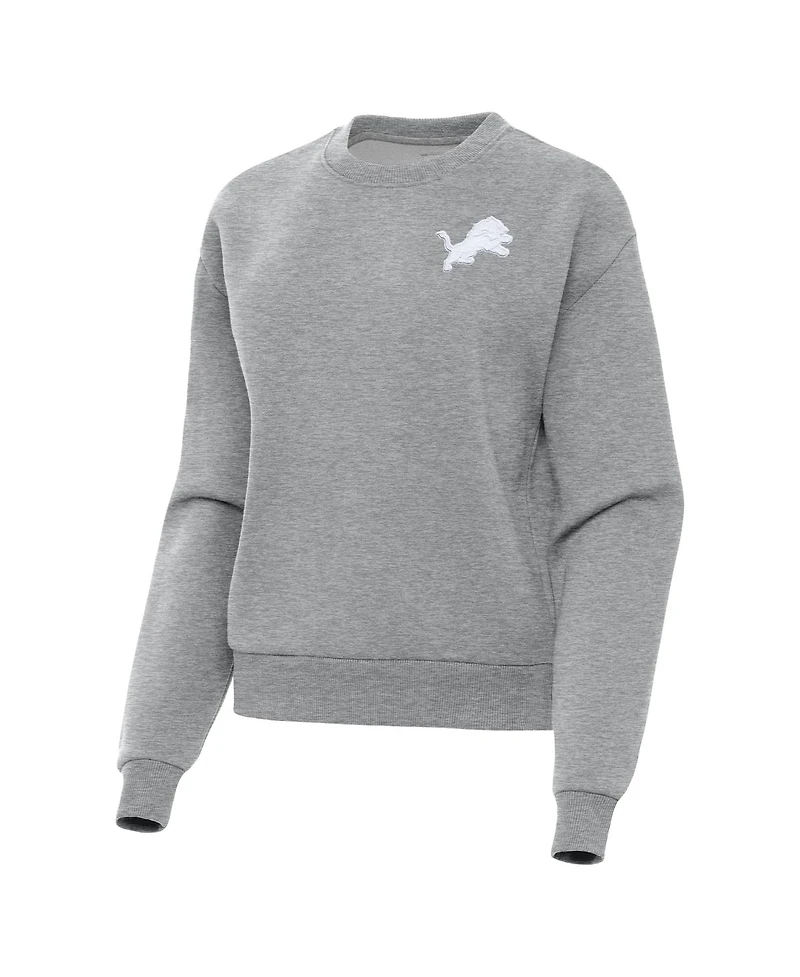 Antigua Women's Heather Gray Detroit Lions Victory Crew Pullover Sweatshirt