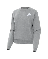 Antigua Women's Heather Gray Detroit Lions Victory Crew Pullover Sweatshirt