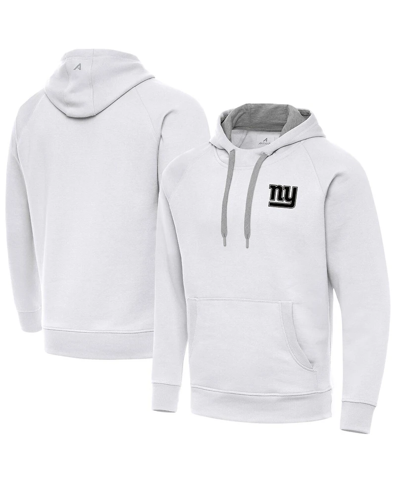 Antigua Men's White New York Giants Brushed Carbon Victory Pullover Hoodie