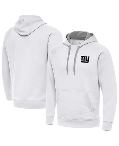 Antigua Men's White New York Giants Brushed Carbon Victory Pullover Hoodie