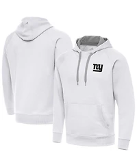 Antigua Men's White New York Giants Brushed Carbon Victory Pullover Hoodie