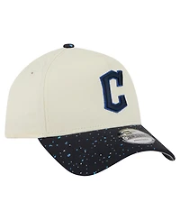 New Era Men's Cream Cleveland Guardians Speckle A-Frame 9FORTY Adjustable Hat