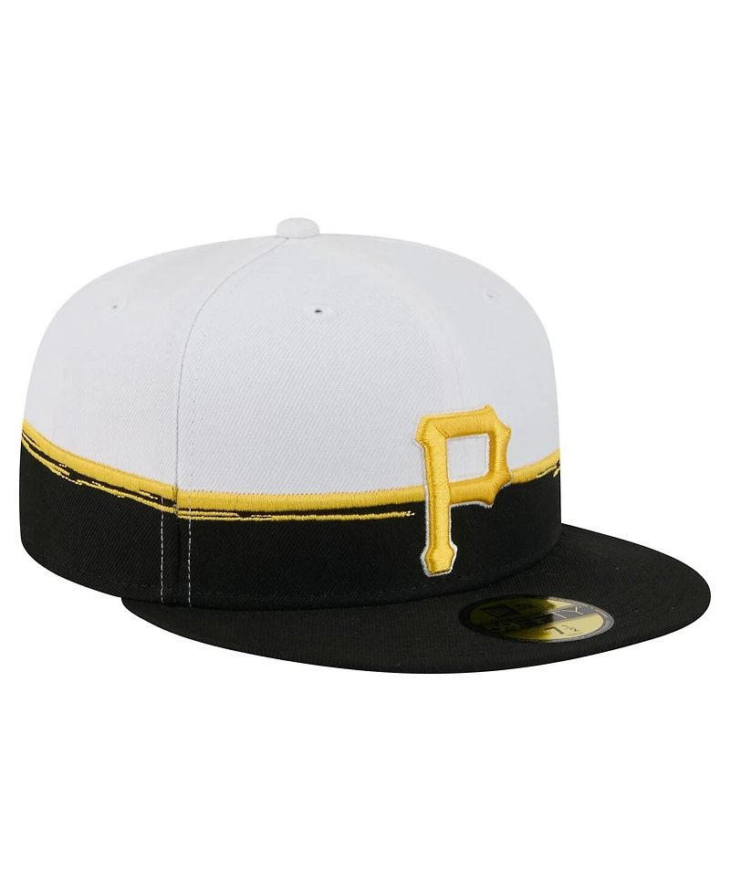 New Era Men's Black/White Pittsburgh Pirates Paint Stroke 59FIFTY Fitted Hat